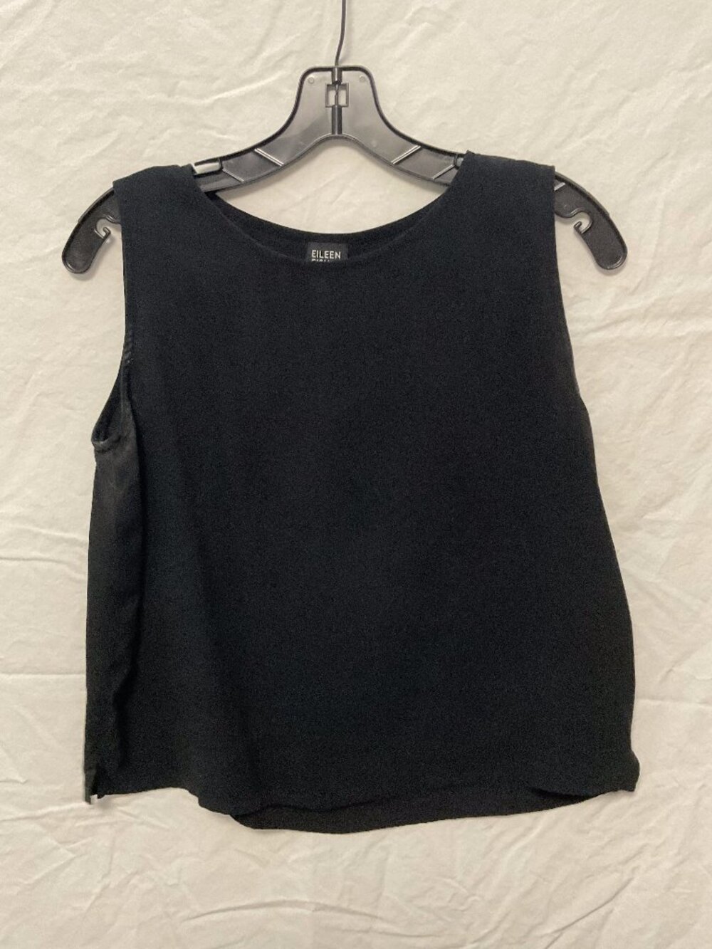 Eileen Fisher Petite Black Silk Sleeveless Shell Top Size PM